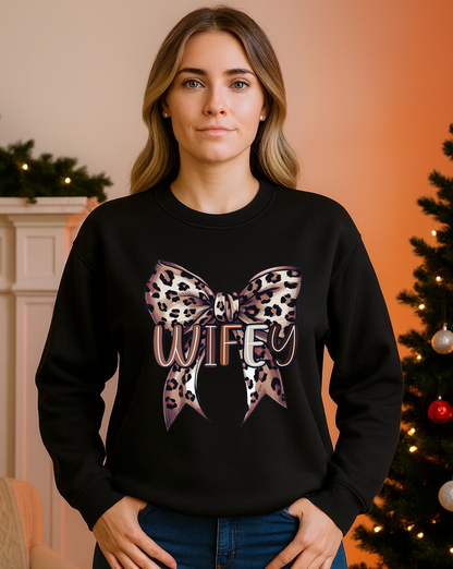 Wifey Leopard Bow Sweatshirt
