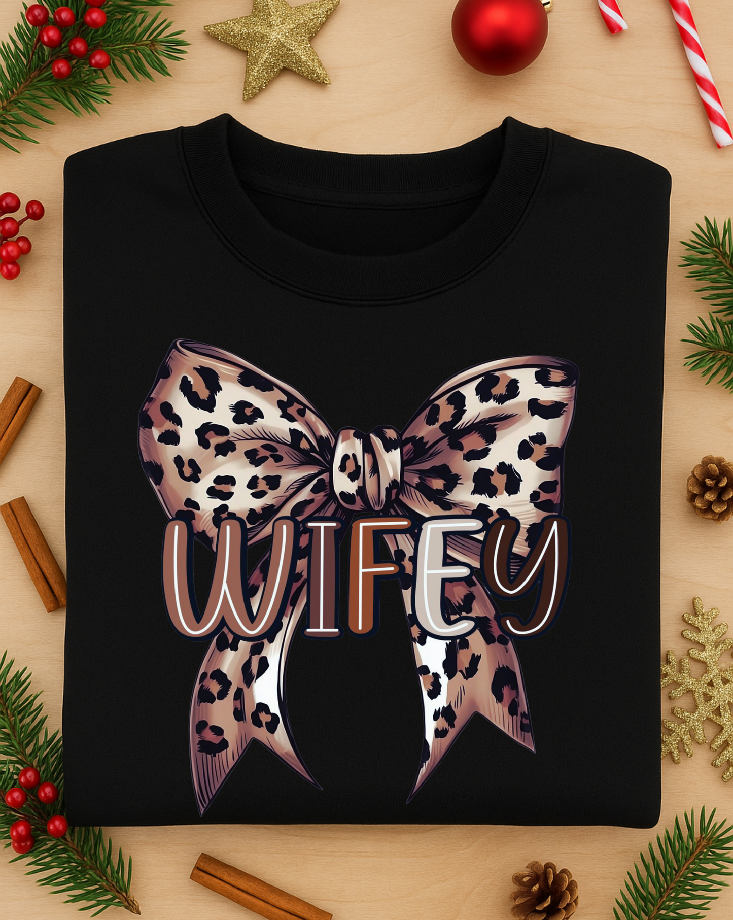 Wifey Leopard Bow Sweatshirt